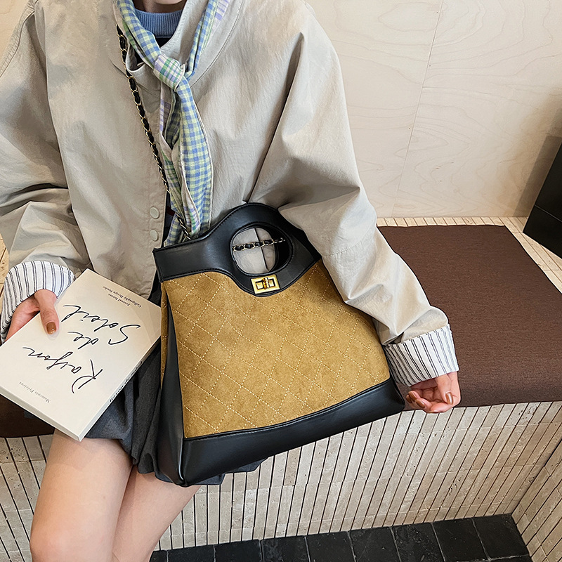 Hot free shipping designer bags for womens shoulder bags black brown Autumn and winter new spliced suede handbag crossbody tote bag