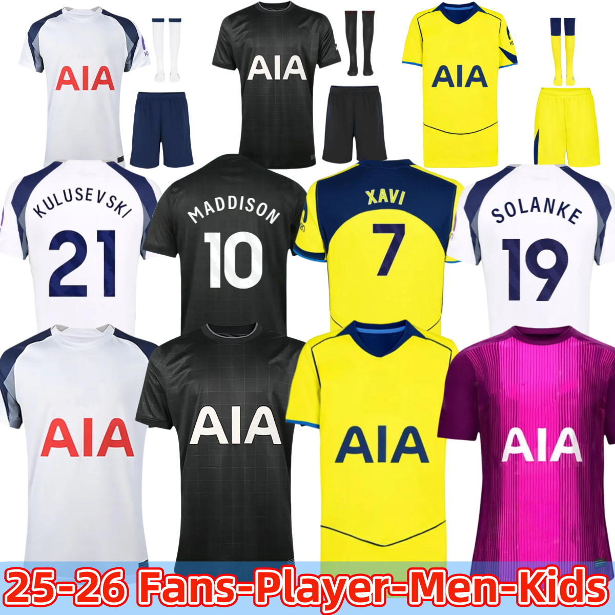 Tottenha soccer jerseys 25 26 MADDISON JOHNSON 2026 3rd BISSOUMA KULUSEVSKI UDOGIE LUCAS DELE VAN DE VEN SON RICHARLISON Spurss kit Football shirt Men