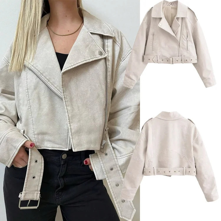 Womens Oversized Leather Jackets Faux Suede Fall Fashion Motorcycle Coats Leather Moto Jacket for Women PU Biker Motorcycle Coat 250902
