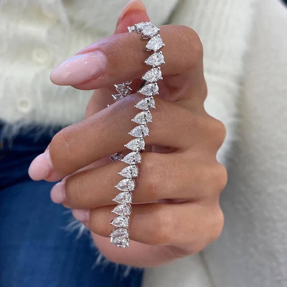 Gra Certified 05carat Pear Cut Moissanite Diamond Tennis Bracelets for Women 925 Sterling Silver Waterdrop Shape Wrist Chain