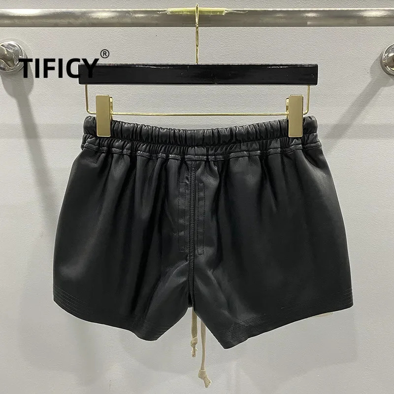 Womens Fashion Basic PU Leather Four Corner Pockets Comfortable Shorts Versatile Black Short Pants 250902
