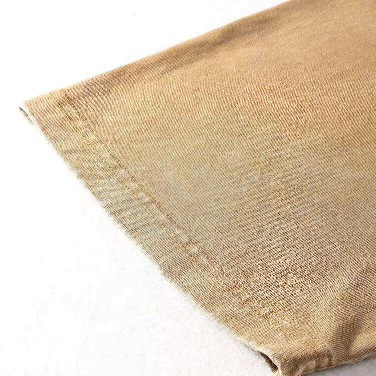 High Quality Embroidered Men's T-Shirt 300gsm Extra Heavy Weight Acid Washed 100% Cotton Twill