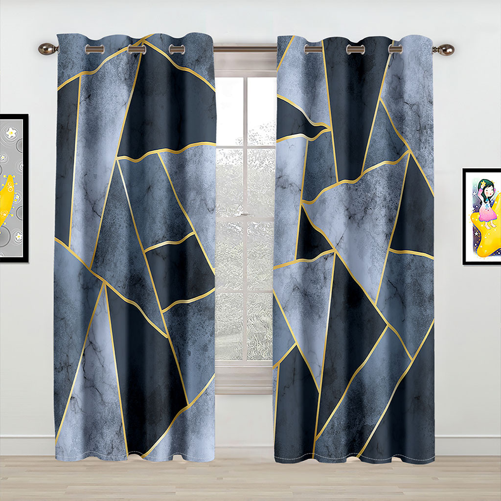 YL-37090 High-precision Customized 3D Curtain Printing Finished Landscape Wave Curtain Blackout Curtain