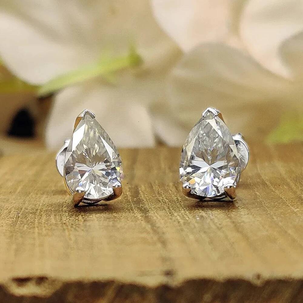 124Carat Waterdrop Shape Real Moissanite Earrings with Certificates 925 Silver Pear Cut Lab Diamond Stud Earring for Women Men