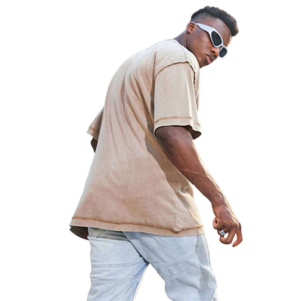 Designer Reverse Cut Unisex Luxury T-Shirt 100% Cotton Sweatshirt Oversized Streetwear Square Men's Acid Wash