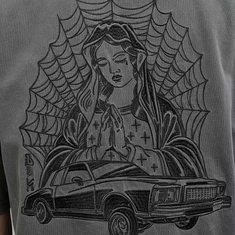 Men's Oversized Drop Shoulder T-Shirt Acid Wash Back DTG Print 100% Cotton Street Style