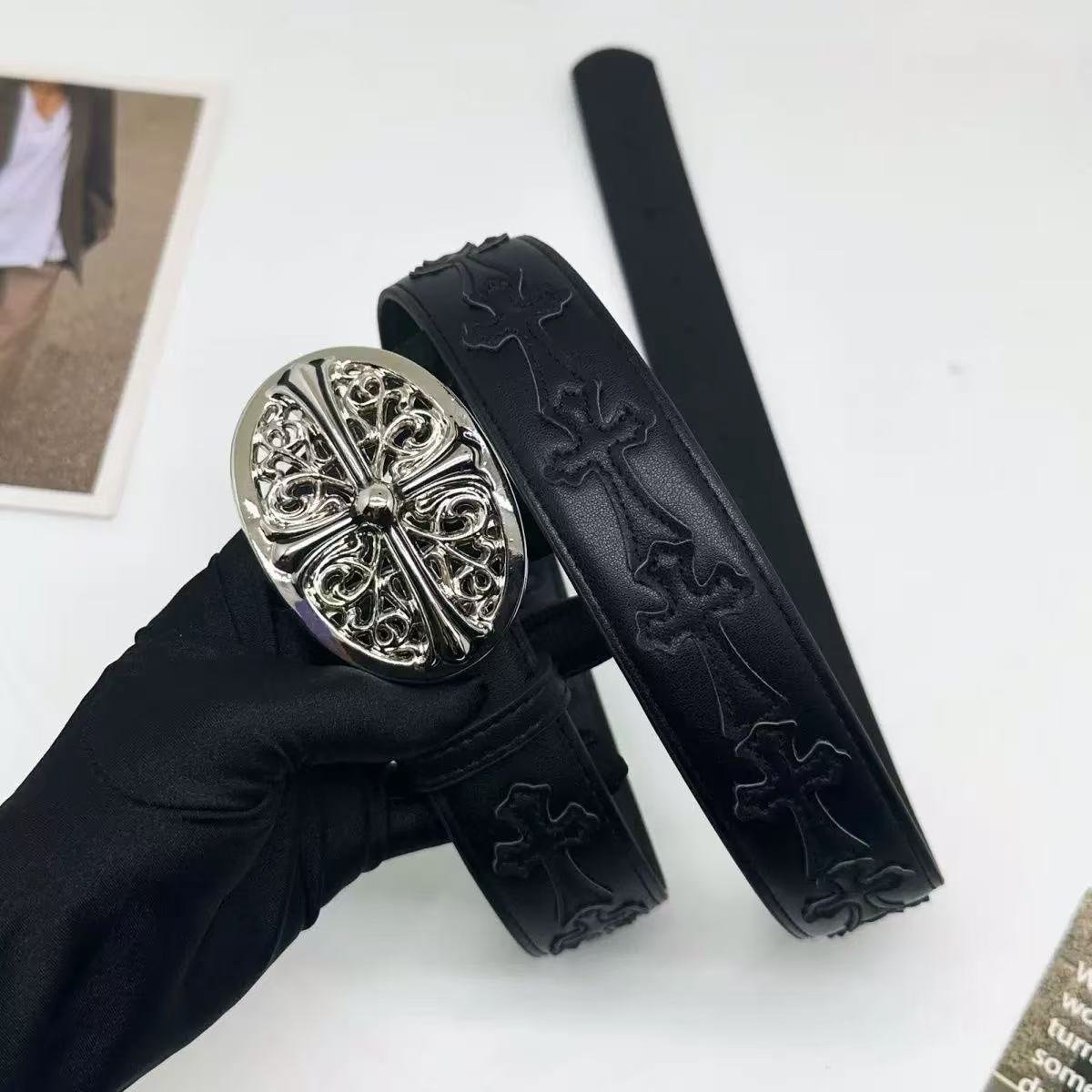 Belts Designer mens womens chrome Belt Classic Western Cowboy belt cross belts Womens Belt Vintage buttondown embossedout old belt y2k belts