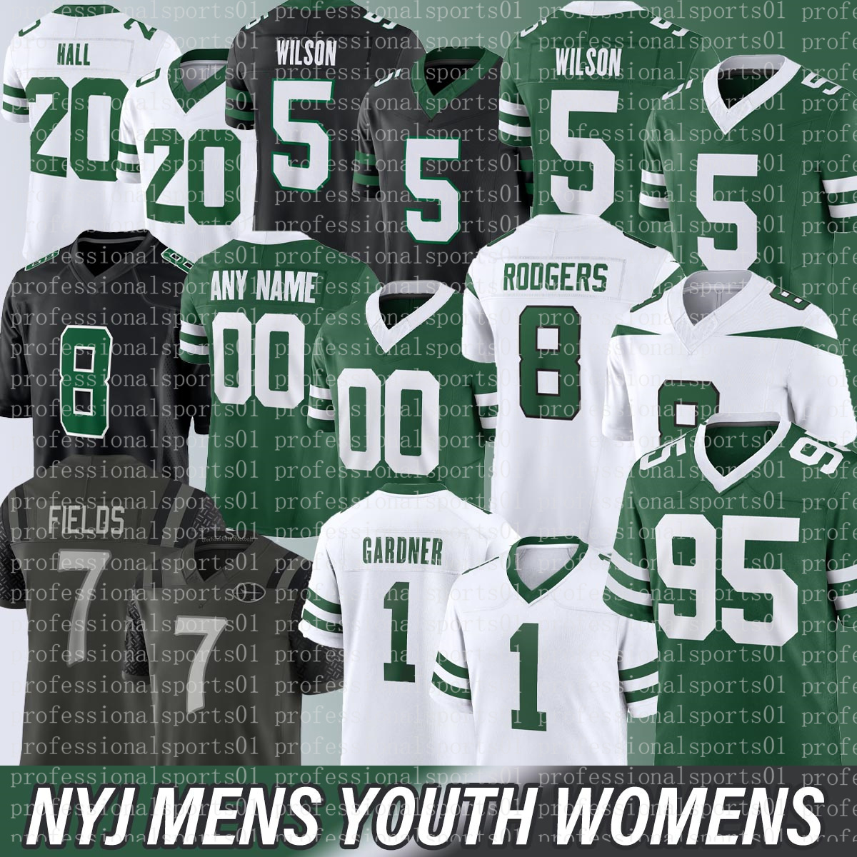 New York city ny JetsS jersey Garrett Wilson 7 Justin Fields Ahmad Sauce Gardner Quincy Quinnen Williams Breece Hall Joe Namath Darrelle Revis Football Jerseys