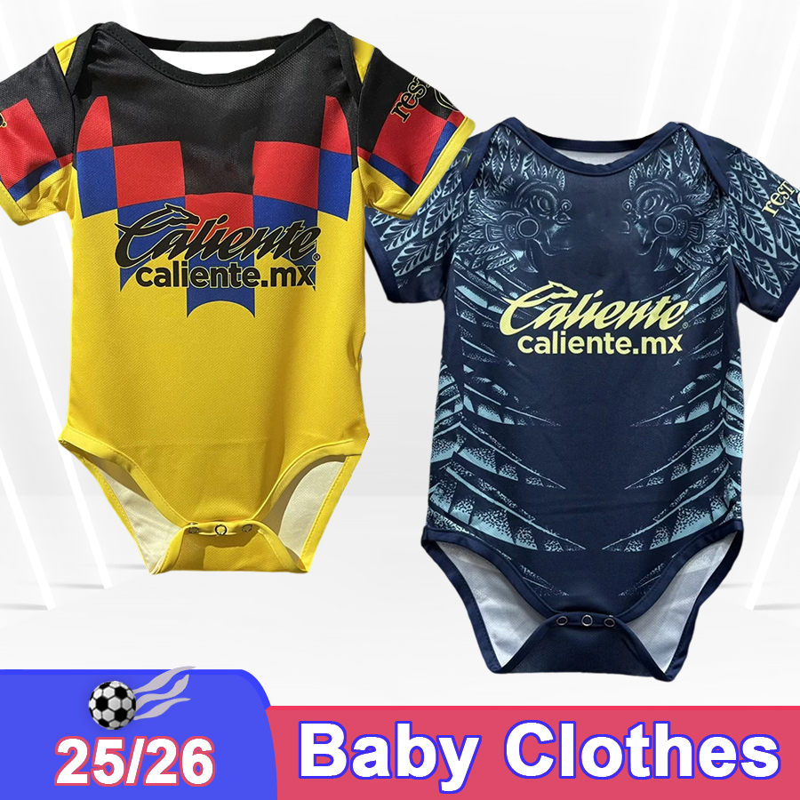 25 26 Club America Kids Kit Baby Clothes Soccer Jerseys DAVILA S.CACERES R.AGUIRRE FIDALGO C.BORJA E.SANCHEZ Home Away Football Shirts Uniforms