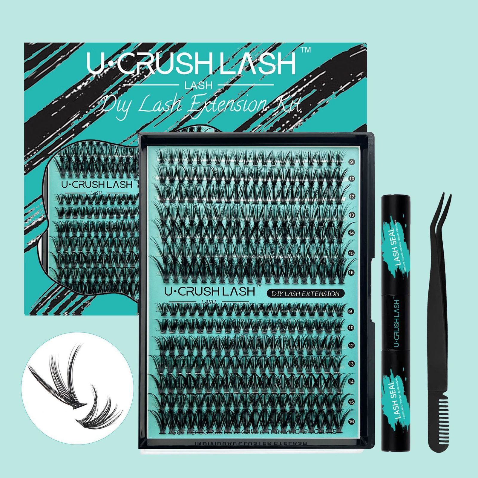 AMZGIRL LASH DIY Eyelash Extension Kit Cluster Lashes 70D90D D Curl 8-16mm Waterproof Bond and Seal with Remover Tweezer 240914
