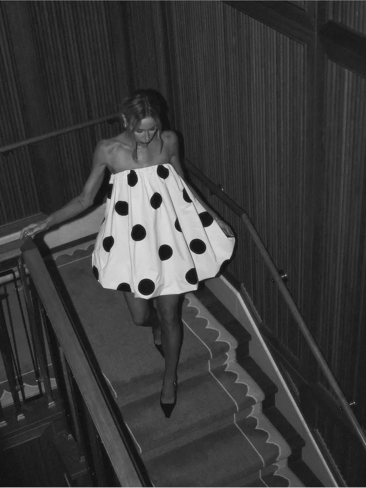 Fashion Polka Dot Dresses Women Summer Sexy Strapless Sleeveless Mini Vestidos Elegant Classic Pleated Female Party Outfits 250902