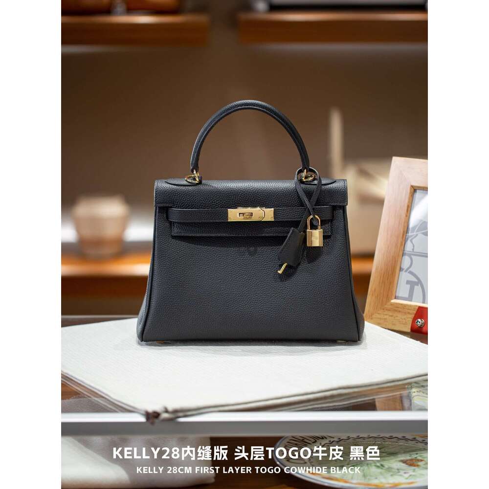High-End Luxury Genuine Leather Inner Seam Top Layer Togo Cowhide KL High-end Crossbody Handbag Women's Fashion Genuine Leather Bag