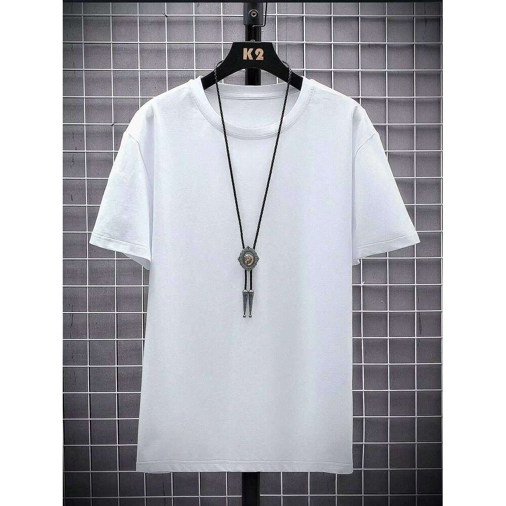 High Quality 100% Cotton 230GSM Men's Round Neck Short Sleeve T-Shirt Solid Pattern Knitted Fabric