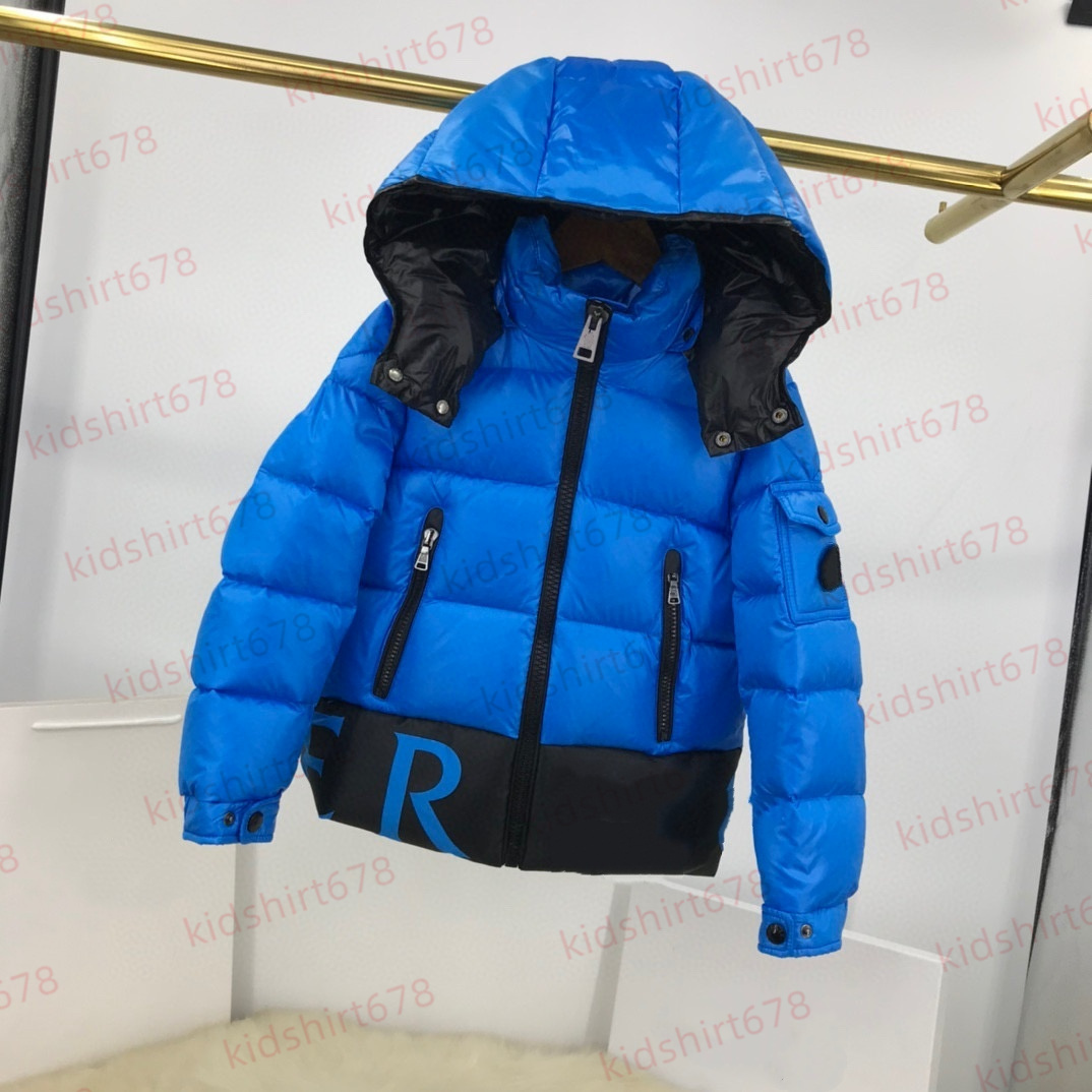Kids designer clothes hoodies down coat jacketM brand two-tone color luxury clothes hooded coat girl boy winter jackets child clothe school 100% goose down filling