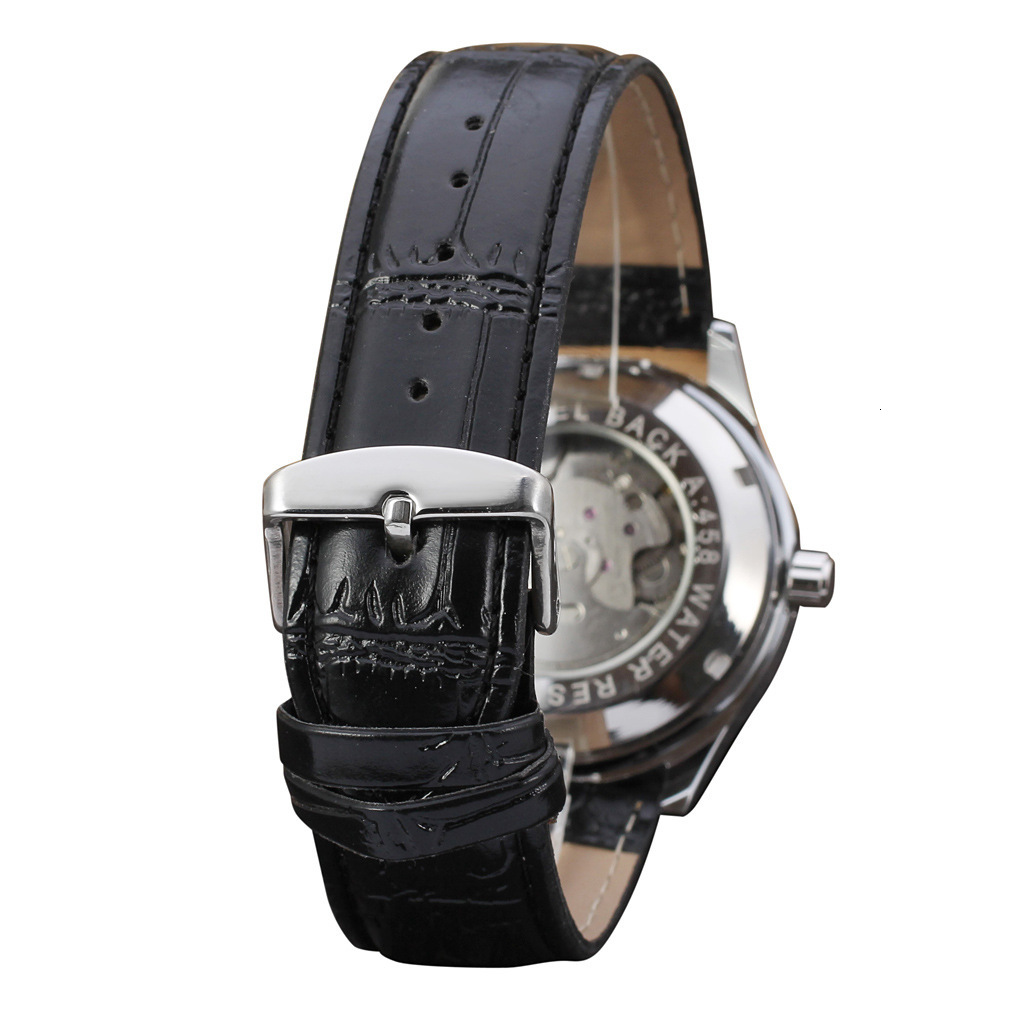 TWINNER Winner Watch Round Digital Mechanical Watch Leather Strap Wristwatch for Men and Women Automatic Mechanical Watch240123