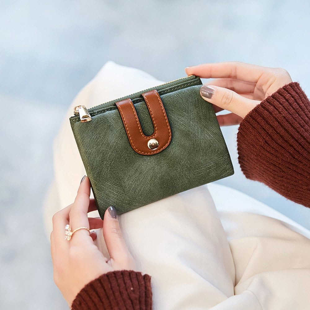 TOPKULL Womens Wallets Bifold Leather Small Wallets for Women Mini Rfid Thin Billfolds Ladies Wallets Slim Compact with Zipper Coin Pocket greenZ25091