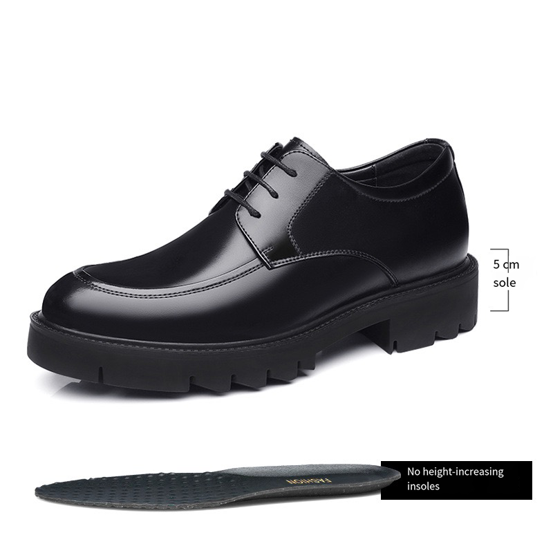 Men's high-heel leather shoes with 10cm height increase Men's hollowed-out business formal dress shoes with large toe. Gentleman's brea