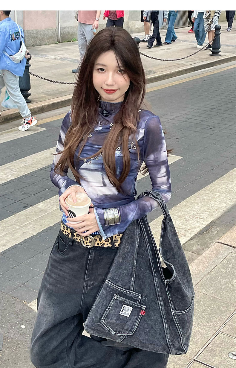 autumn new washed denim bag with large capacity under the armpit for lazy people niche design versatile fashion handbag designer atmosphere shoulder b