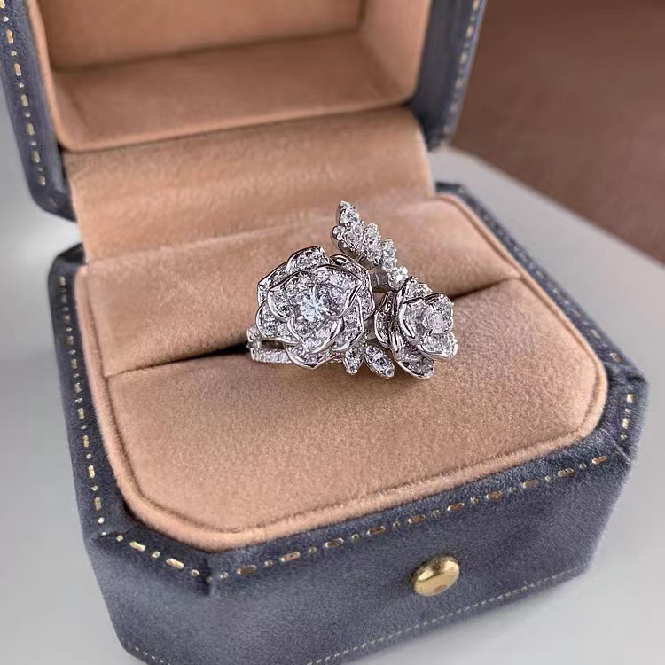 Luxury Brand Designer Jewelry Elegant Women's Adjustable Flower Bud Ring, High-end Minimalist Style, Popular Single Item Women's Accessories