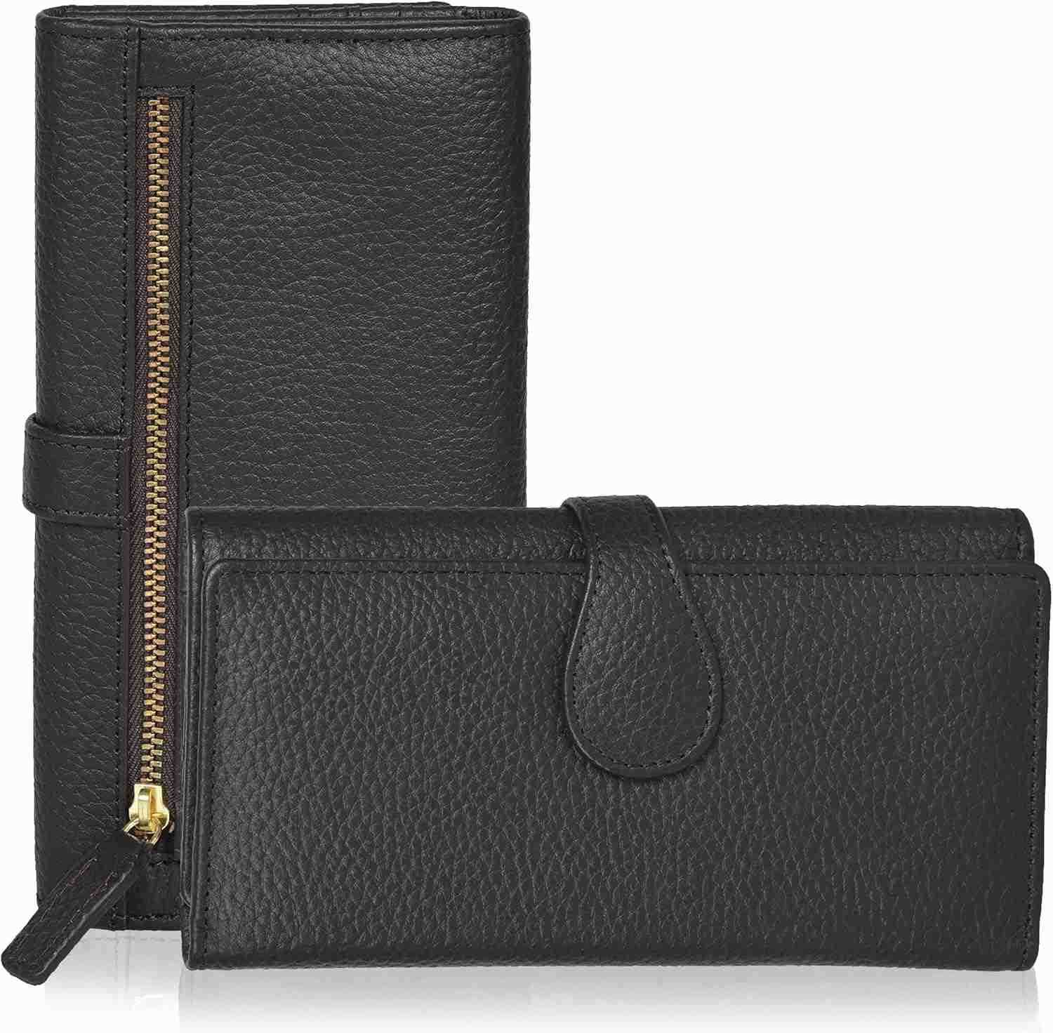 Real Leather Women Wallet Leather with RFID Blocking Trifold Card Holder Designer Ladies Clutch with ID Window WalletsZ250911