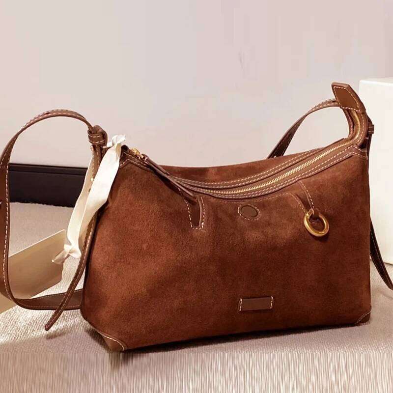 Faux Suede Hobos Bags For Women Designer Handbags And Purses 2025 New In Vintage Button Beaded Pendants Underarm Shoulder