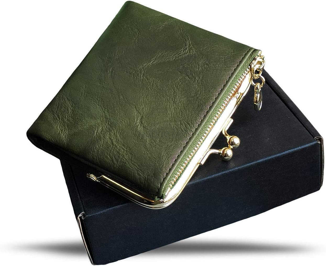 Womens Wallet Small Rfid Ladies Compact Bifold Leather Vintage Coin Purse With Zipper and Kiss LockZ250911