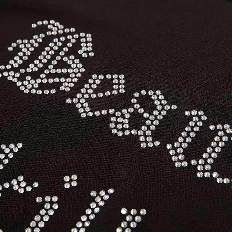 High Quality Clothes 100% Cotton 230Gsm Printed Transfer Graphic Rhinestone T-Shirt