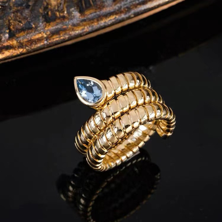 Jewelry Rings Luxury Brand Designer Jewelry European American Retro Artistic Ring For Women Ins Style 18K Gold Plated Elegant And Versatile Water Drop