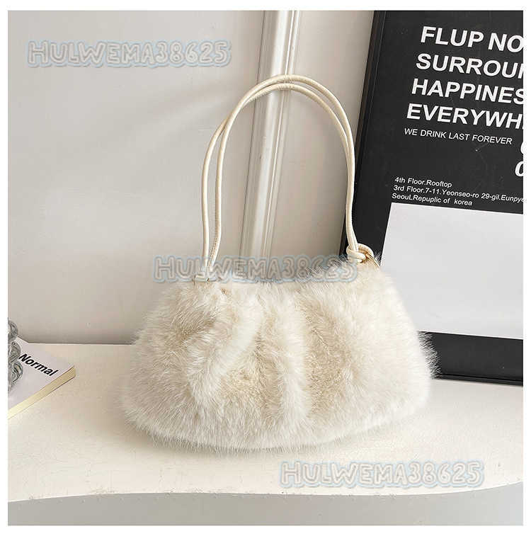 Autumn Winter New Faux Fox Fur Womens Fashion Versatile Underarm Plush Bag Casual Handbag Shoulder Bag Little Style H250902