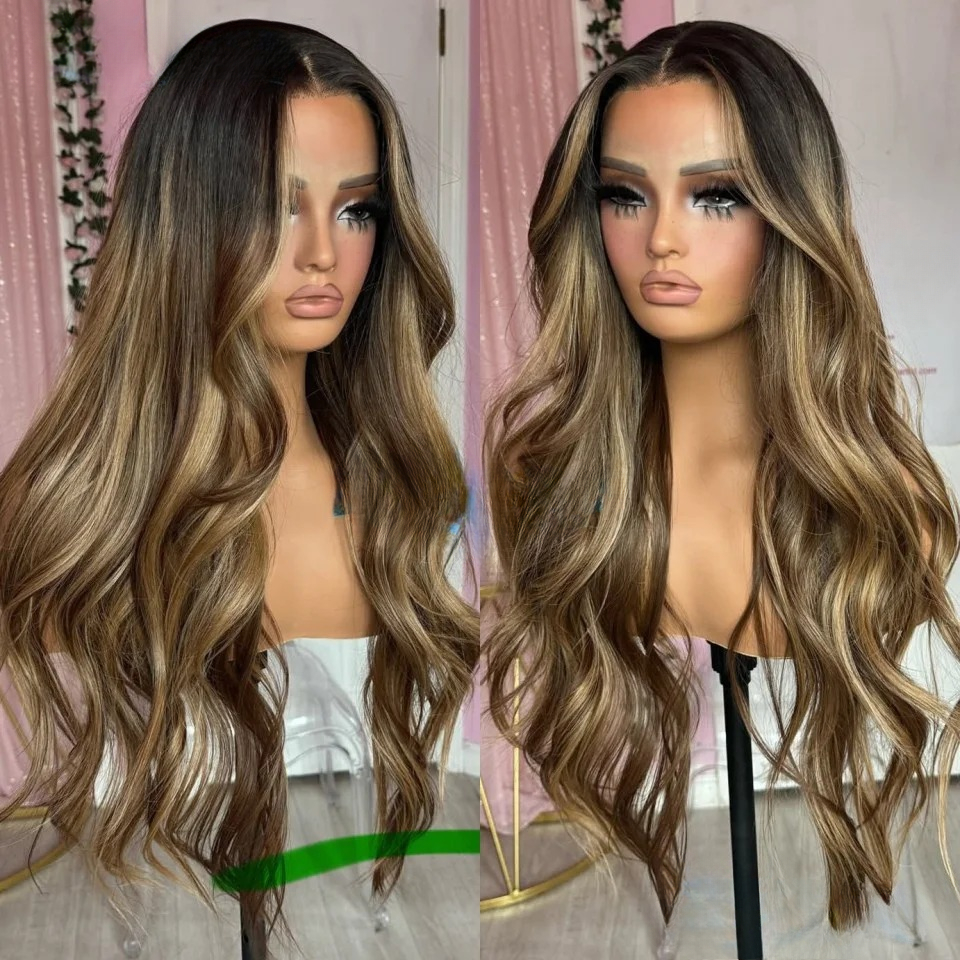 Body Wavy Brown Blonde Highlight Balayaga Glueless Ready To Wear 13x4 Silk Top Wigs Pre Plucked High Density 13x6 360 Lace Front Wigs for Women