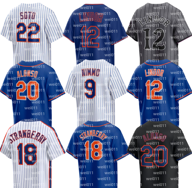 Mets custom Jersey Baseball Darryl Strawberry Piazza Francisco Lindor Juan Soto Pete Alonso Brandon Nimmo Mark Vientos Jeff McNeil Starling Marte Luisangel Acuna