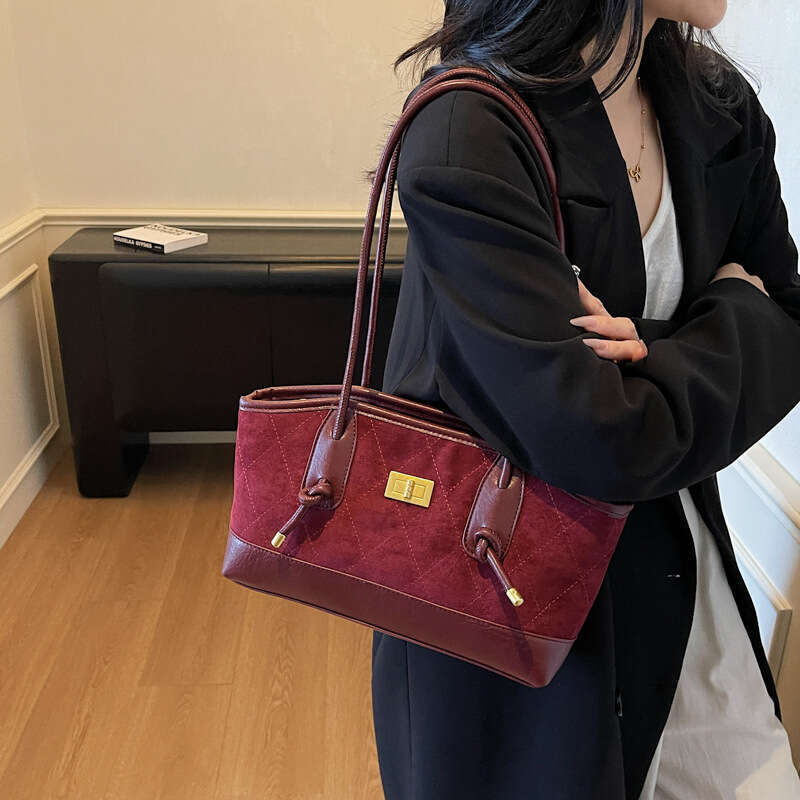 High-end Plaid Handbag Casual Underarm for Women 2025 Autumn Winter New Large Capacity Shoulder Bag
