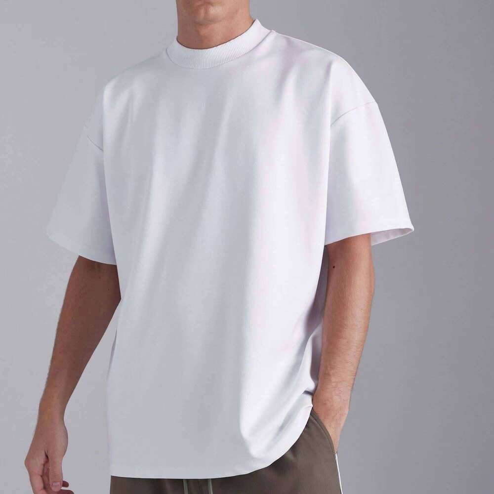 High Quality 100% Cotton Streetwear Oversized Crew Neck Ribbed Collar T-Shirt Fashion Men's Clothing Manufacturer