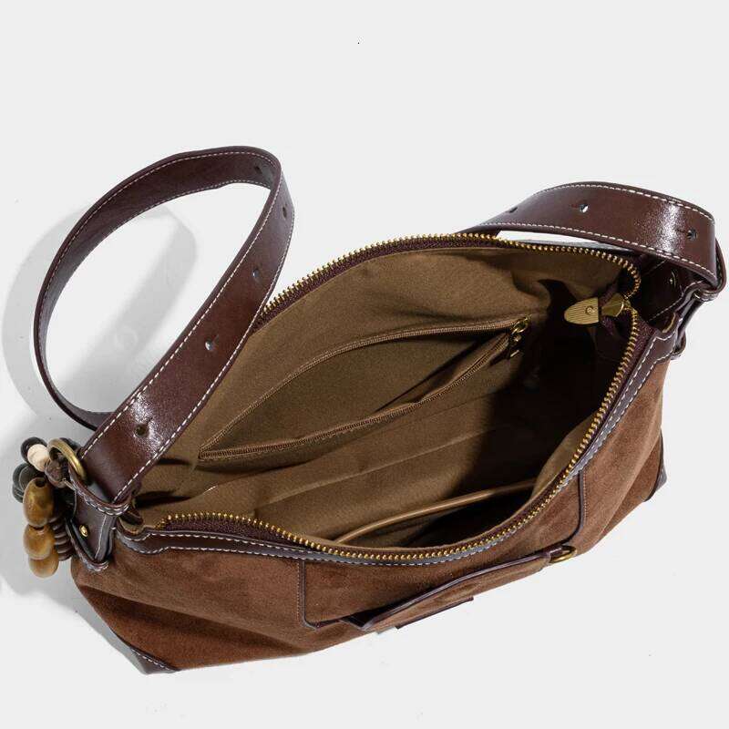 Faux Suede Hobos Bags For Women Designer Handbags And Purses 2025 New In Vintage Button Beaded Pendants Underarm Shoulder