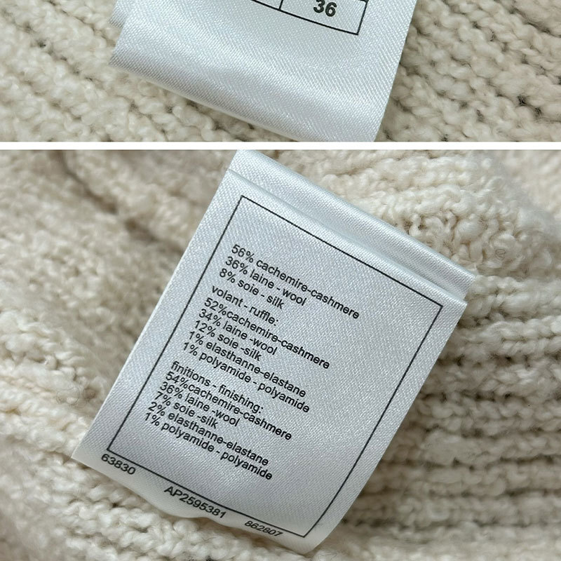 Designer Y2K Fall New Ladies Beige Knit Cashmere Wool Top, Ruffled Deep V-Neck Tie Waist Sweater with Pockets, Classic Clothing S0907