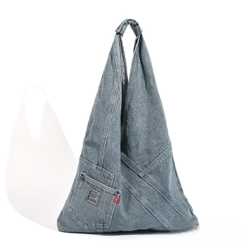 autumn new washed denim bag with large capacity under the armpit for lazy people niche design versatile fashion handbag designer atmosphere shoulder b