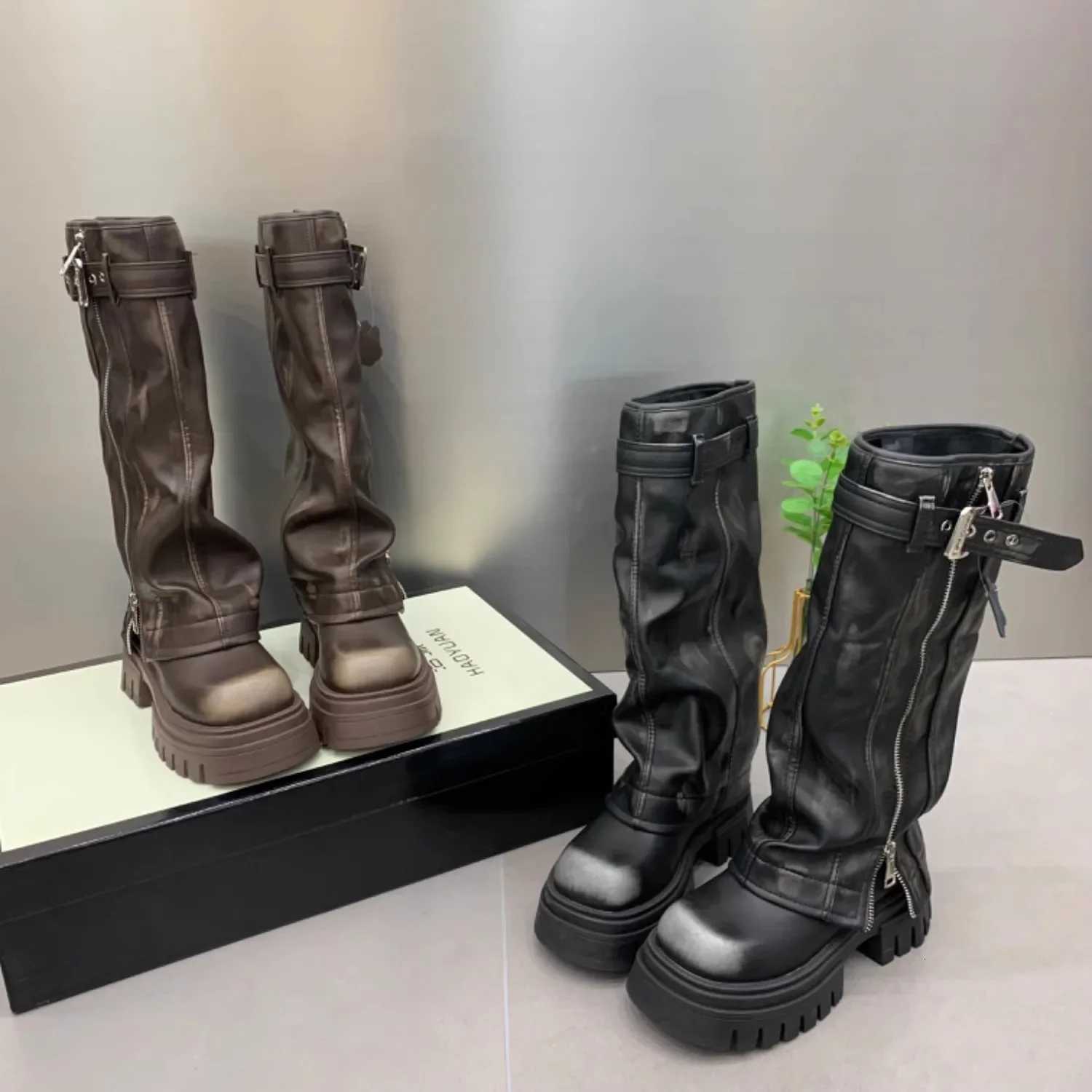 New Autumn Winter Women Flats Heel Women Long Boots High Quality Leather Ladies Knee High Boots W250902