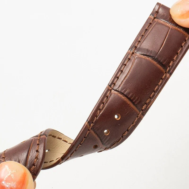Watch Band with Wooden Box Butterfly Clasp Watchband Replacement Genuine Leather Strap 18mm 20mm 22mm Bracelet Watch Accessories 250902