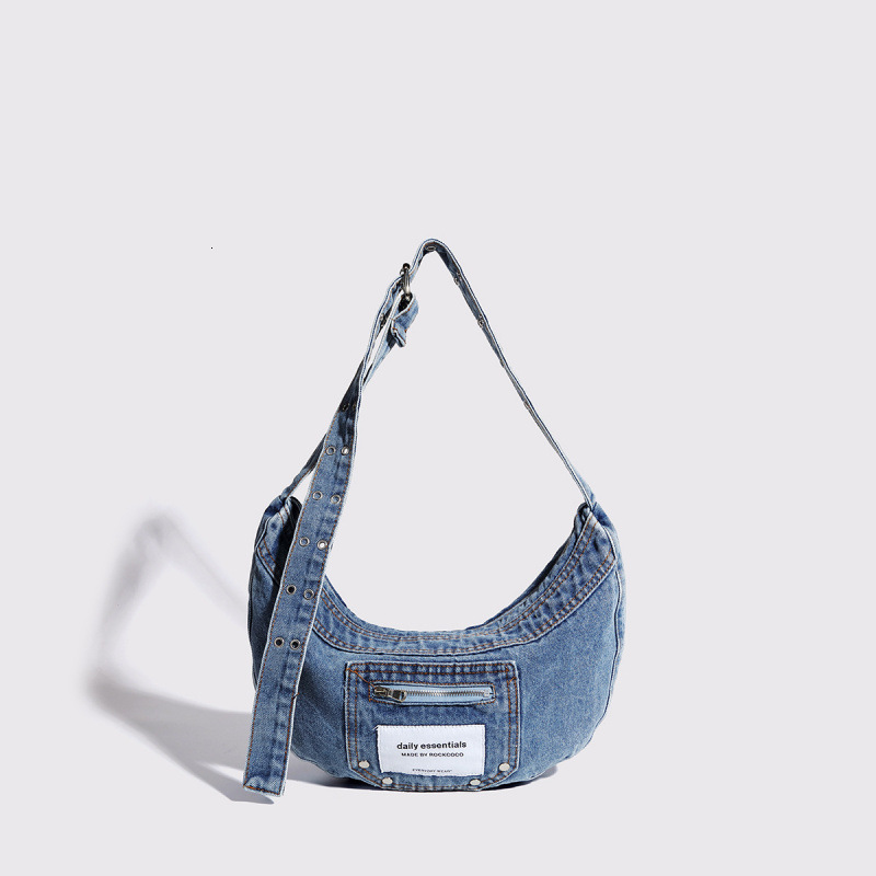 autumn new women s underarm atmosphere bag niche design retro washed denim bag fashionable light luxury designer shoulder bag