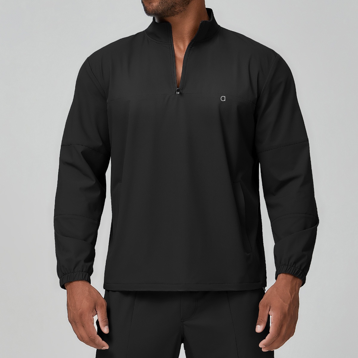 A1242 Men's Vertical Collar Sports Casual Zipper Skin-friendly Comfortable Breathable Long-sleeved Outdoor Hiking Thin Coat