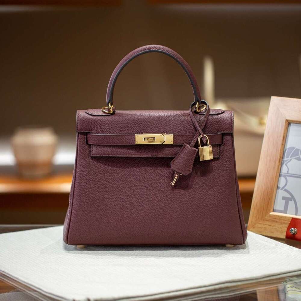 High-End Luxury Genuine Leather Inner Seam Top Layer Togo Cowhide KL High-end Crossbody Handbag Women's Fashion Genuine Leather Bag