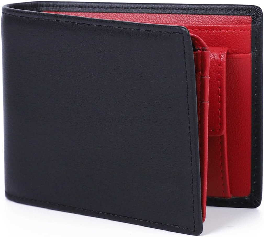 Mens Leather Wallet with Coin Pocket Flip Up ID Window RFID Blocking Slim Bifold CARD Front Pocket Wallet Dark khakiZ250910
