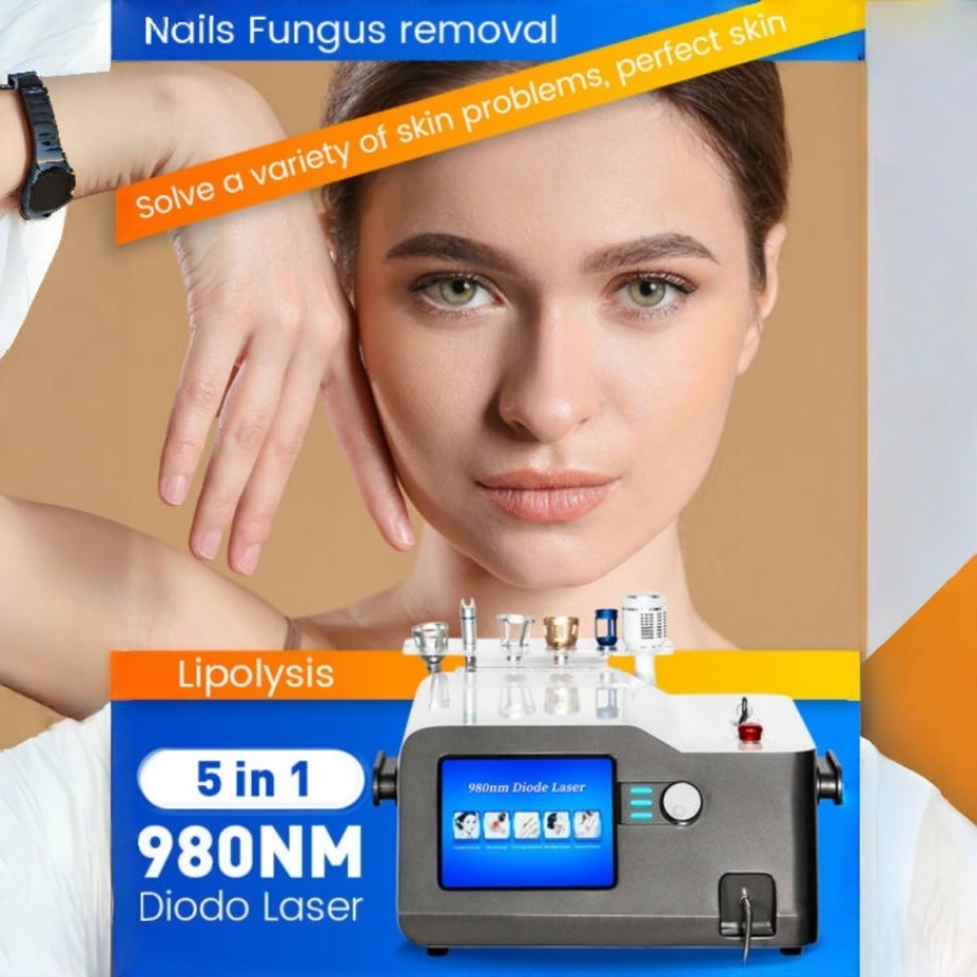980nm 5 in 1 Laser Diode Vascular Spider Varicose Vein Remover Nail Fungus Treatment Physical Therapy Eczema Removal