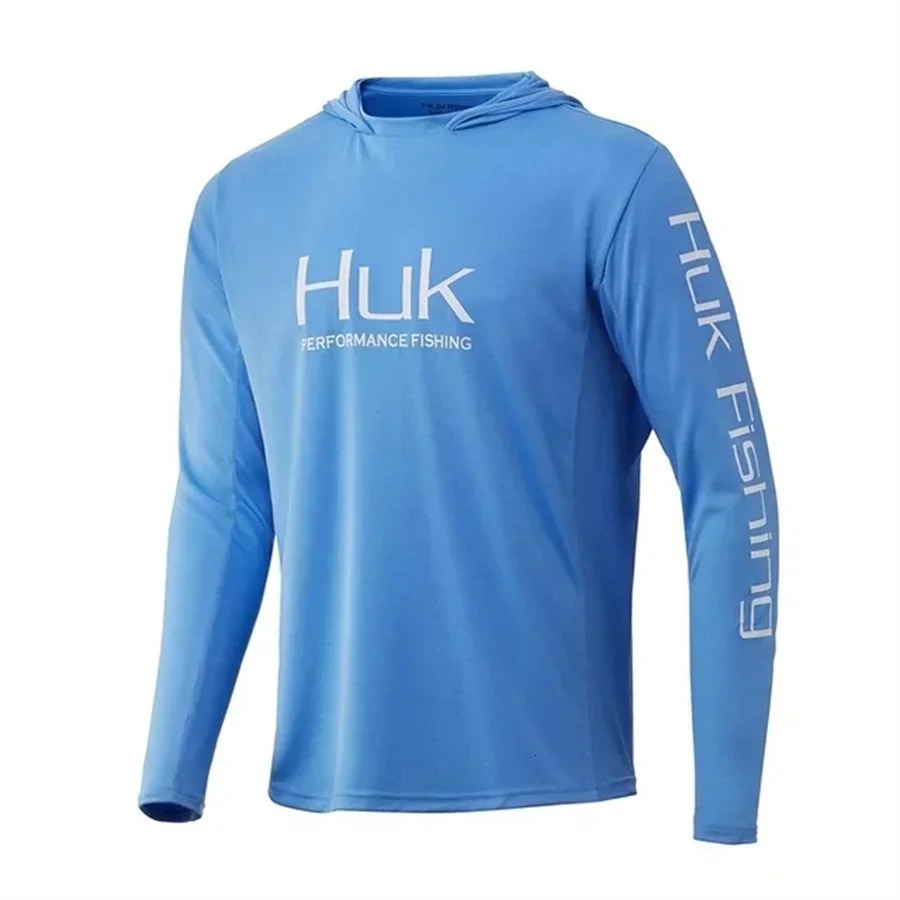 Fishing Shirt HUK With Hat Long Sleeve Sun UV UPF50 Summer Quick Dry Top Lightweight Men Fishing Clothes Sports Hunting Camping 250901