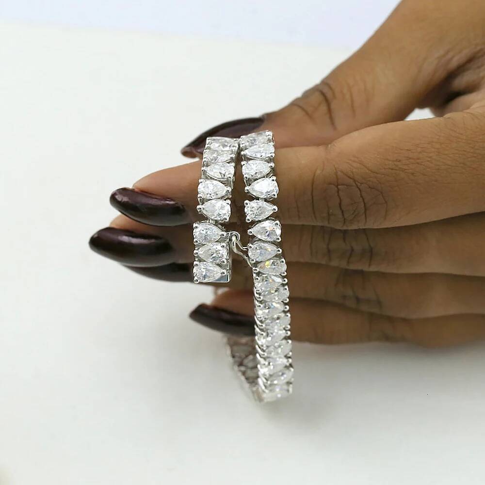 035caratWaterdrop Moissanite Tennis Bracelet For Women S925 Silver Pear cut Lab Diamond Engagement Bracelets With Certificate