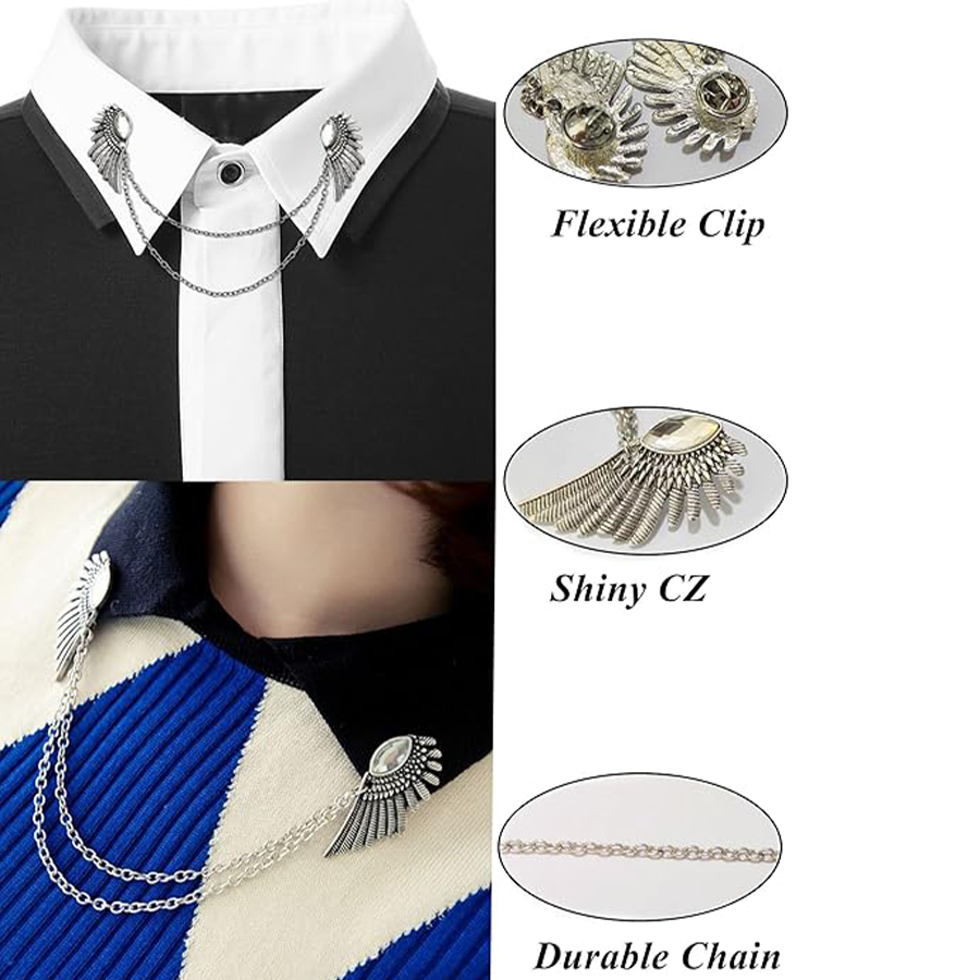 12pcs Vintage Sweater Shawl Clips Retro Cardigan Collar Shirt Waist Dresses Chain Clip Antique Flowers Pattern Brooch Pins Women