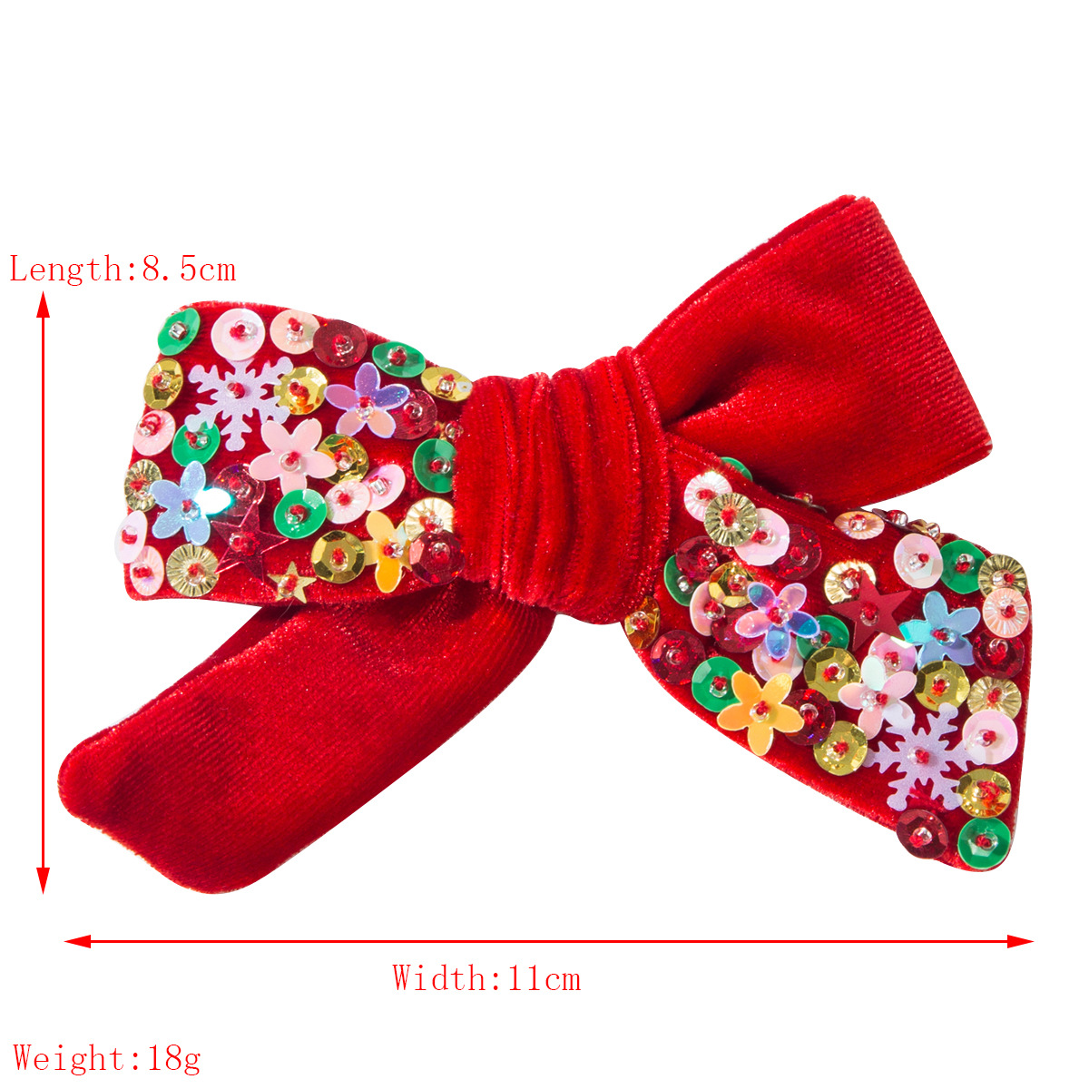 New Christmas Flannelette Bow Hair Clips for Women Hand Sewn Stars Snowflakes Glitter Sweet Party Hair Accessories