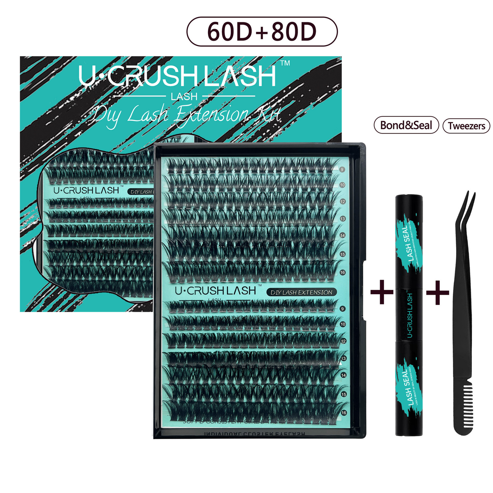 AMZGIRL LASH DIY Eyelash Extension Kit Cluster Lashes 70D90D D Curl 8-16mm Waterproof Bond and Seal with Remover Tweezer 240914