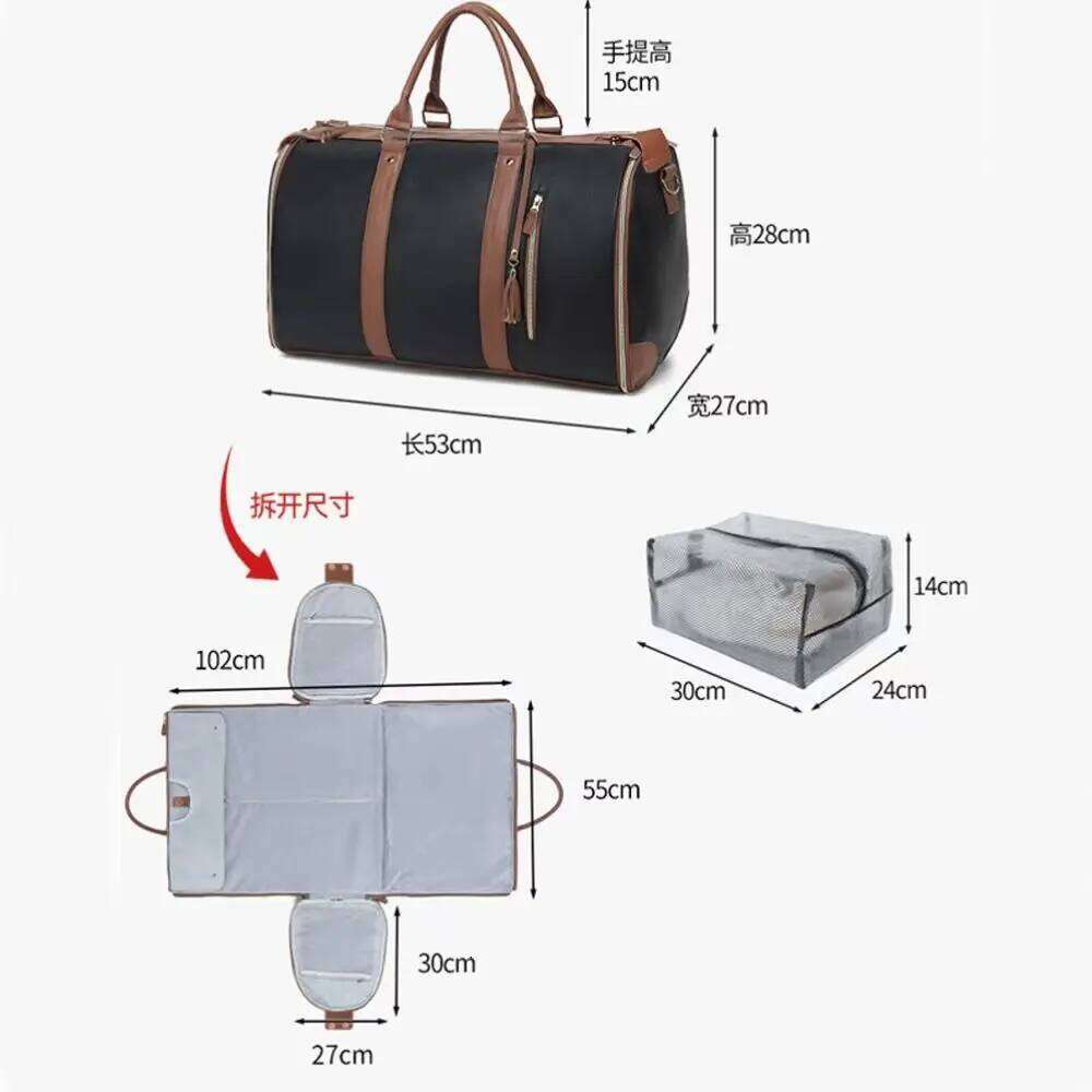 Travel Handbag, Shoulder Suit Folding, Capacity Travel Bag, Convenient Fiess, Large Leather Lage Bag