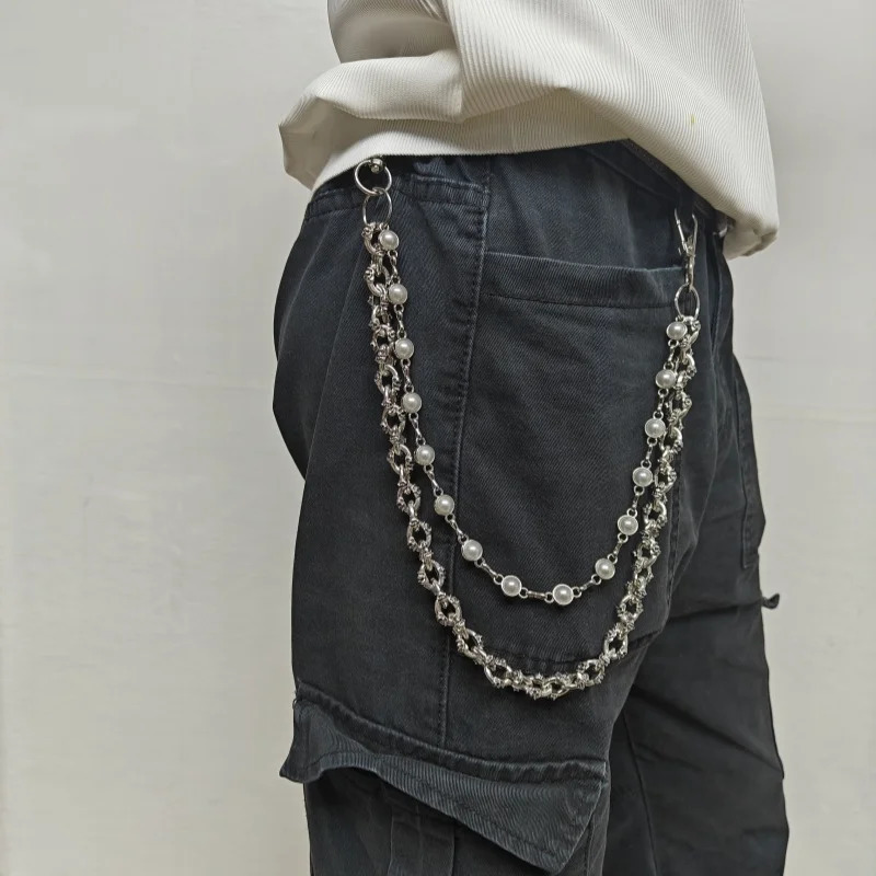 Retro Pearl Skull Pants Chain Fashionable Men And Women Ones Waist Accessories Multifunctional Pearl Chain For Bag250901ww